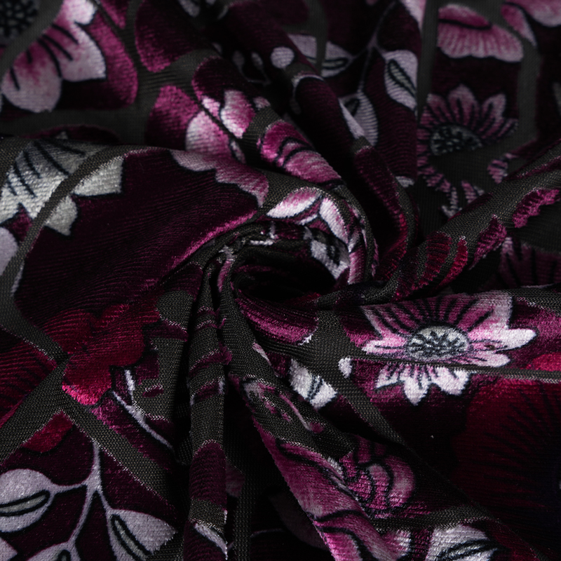 Tissu de velours coréen imprimé brûlé en nylon polyester spandex 282